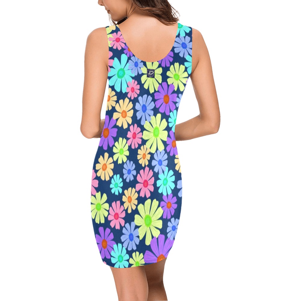 DIONIO Clothing - Ladies' Multi-Color Flower Medea Vest Dress Medea Vest Dress (Model D06)