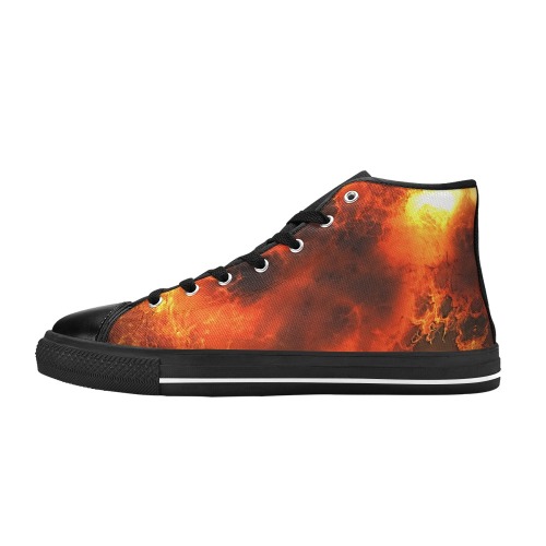 Hell Fire Men’s Classic High Top Canvas Shoes (Model 017)