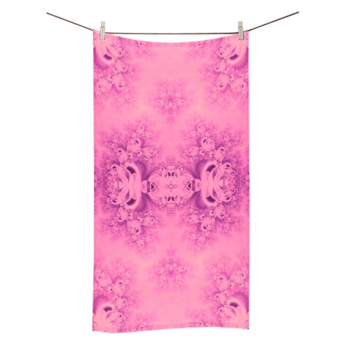 Pink Morning Frost Fractal Bath Towel 30"x56"