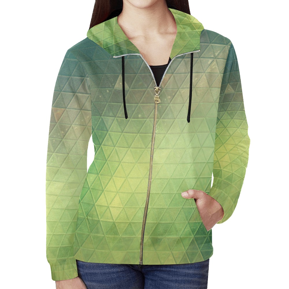 mosaic triangle 12 All Over Print Full Zip Hoodie for Women (Model H14)