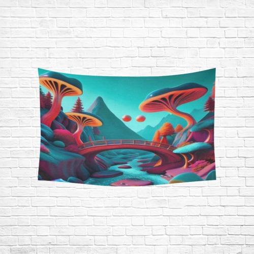 psychedelic landscape 2 of 4 Cotton Linen Wall Tapestry 60"x 40"