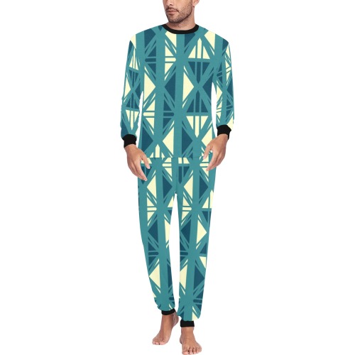 Abstract Tribal Men's All Over Print Pajama Set with Custom Cuff