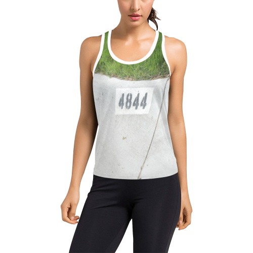 Street Number 4844 with White Collar Women's Racerback Tank Top (Model T60)
