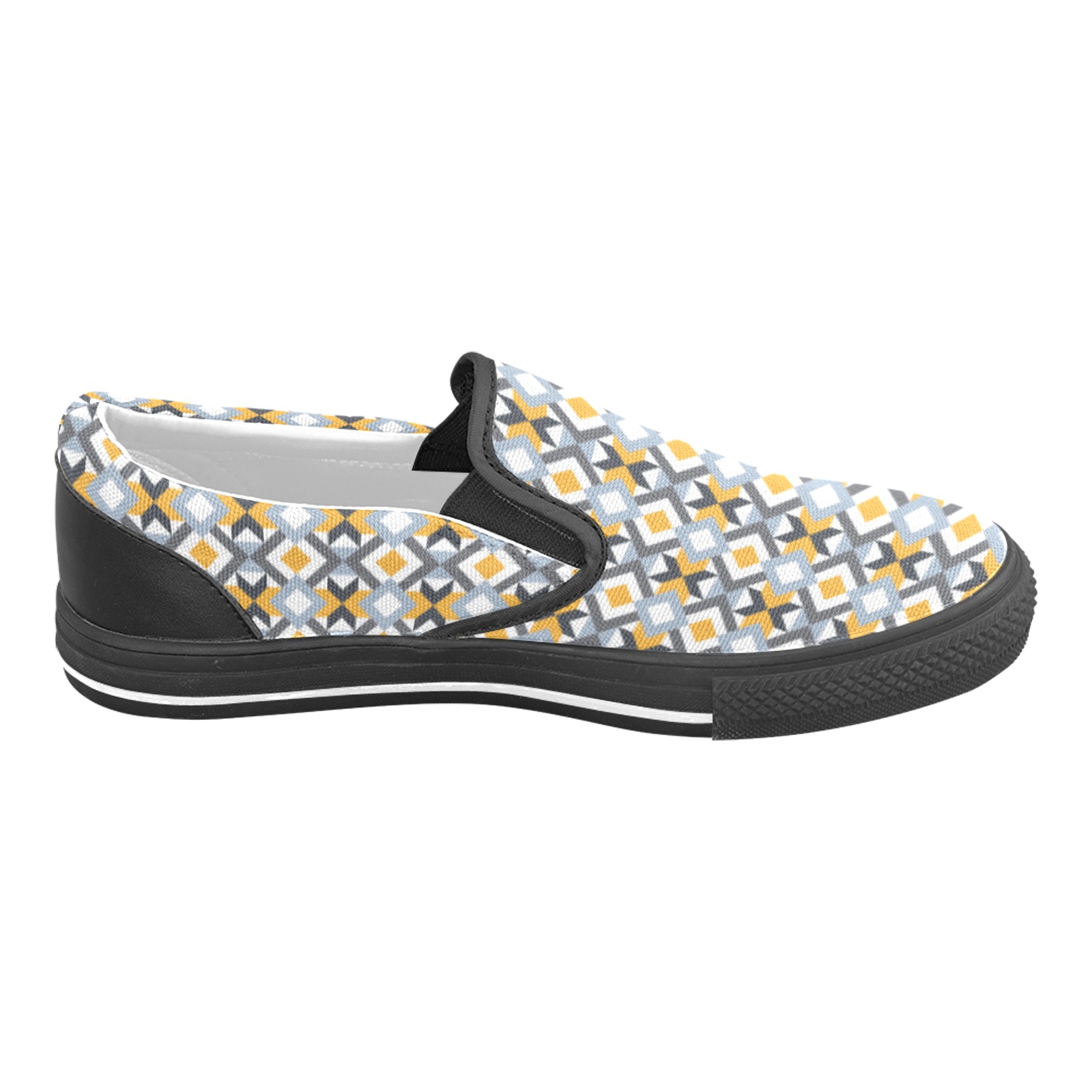 Retro Angles Abstract Geometric Pattern Men's Slip-on Canvas Shoes (Model 019)