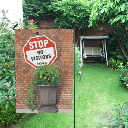 STOP , No Visitors 3 Garden Flag 12‘’x18‘’(Twin Sides)