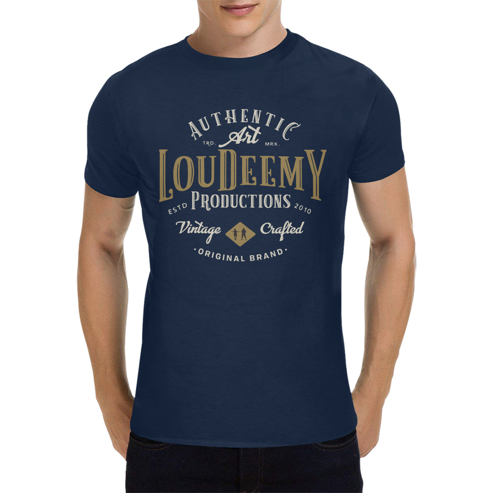 Vintage LouDeemY Badge Dark Blue Men's T-Shirt in USA Size (Front Printing Only)
