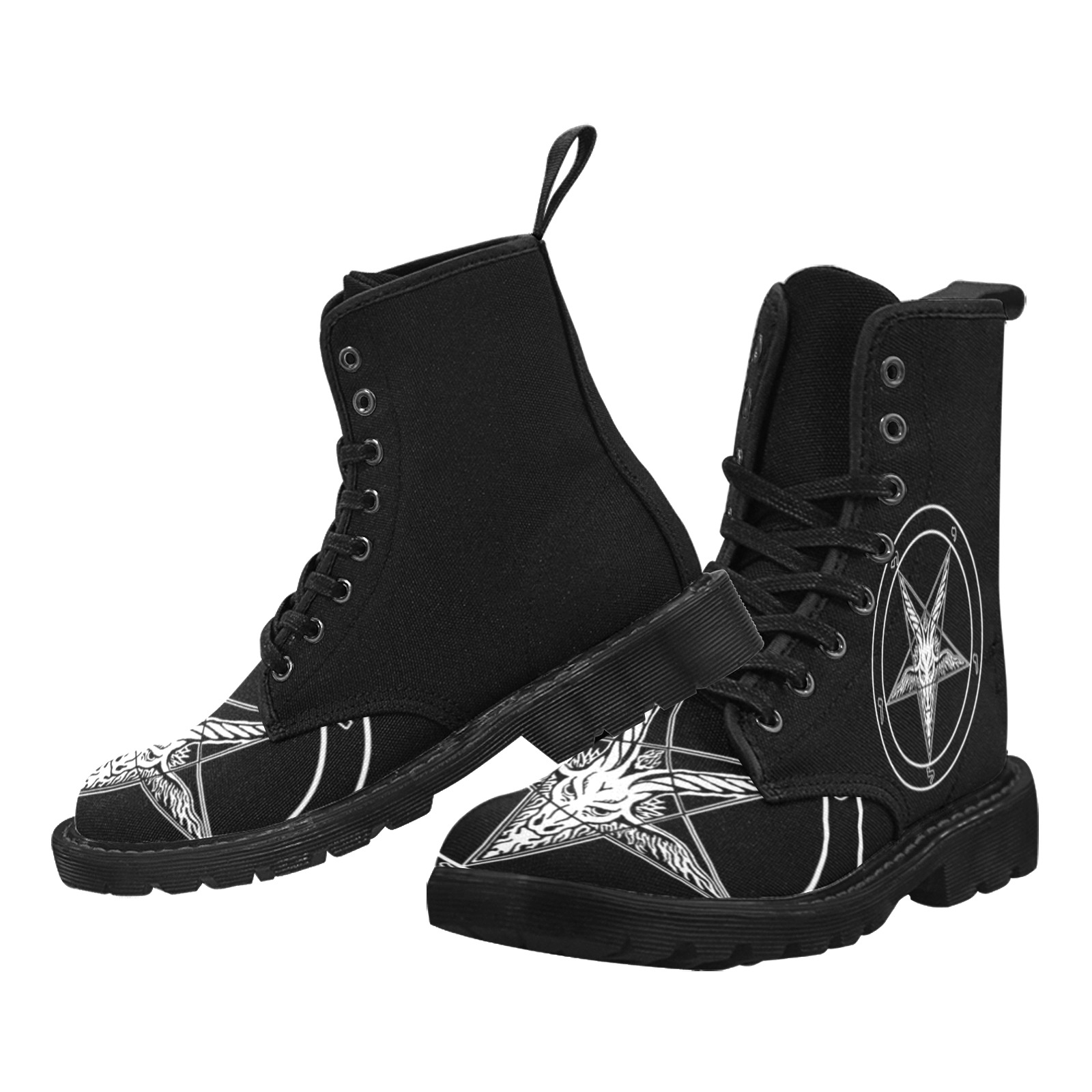 Baphomet Boots Martin Boots for Women (Black) (Model 1203H)