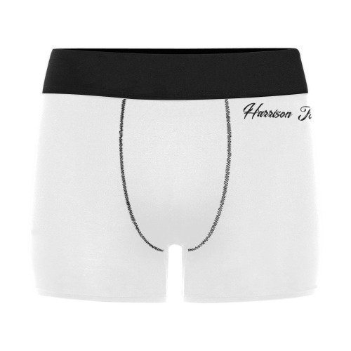 WHITE Men's Boxer Briefs w/ Custom Waistband (Merged Design) (Model L10)