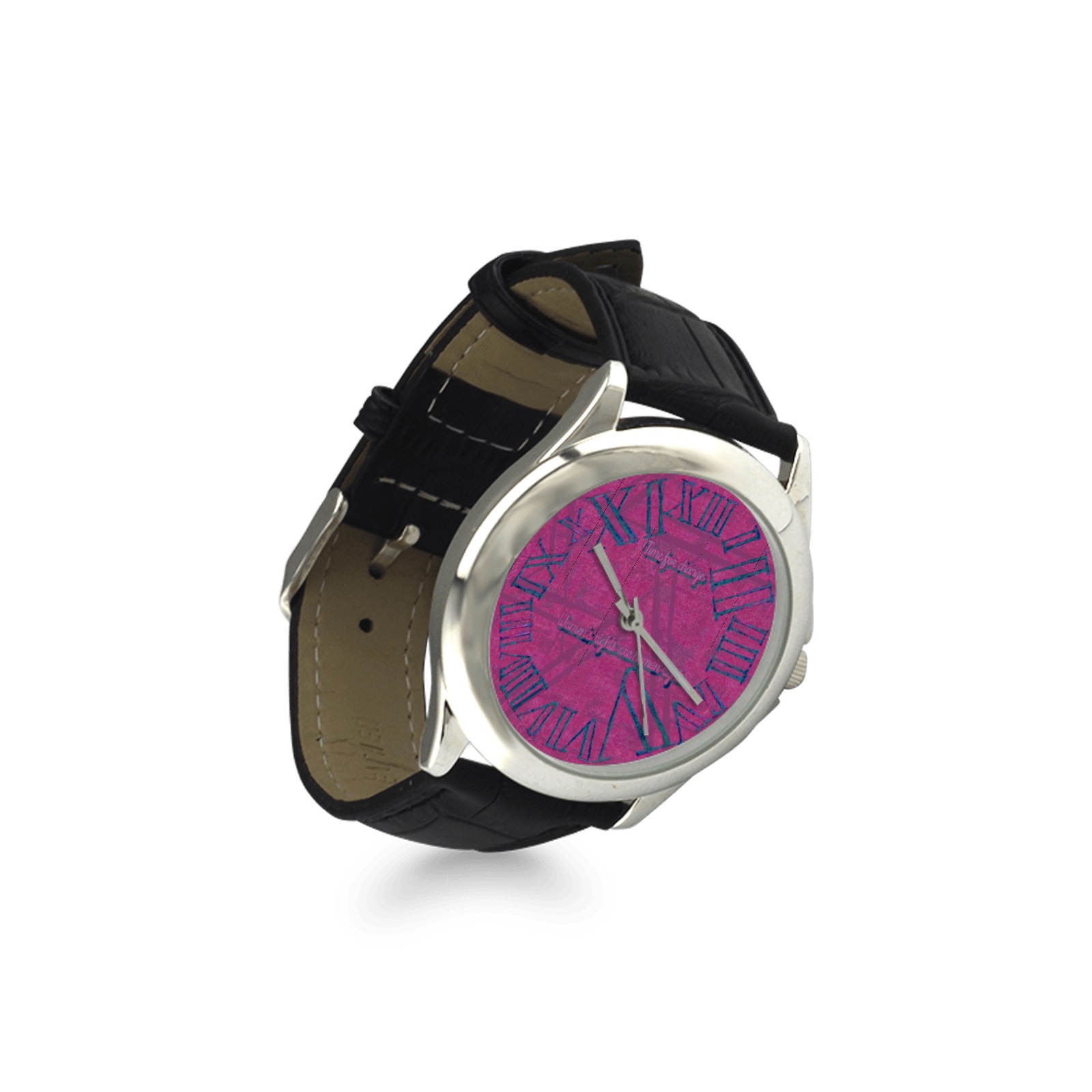 Women’s Rights-Cool  Pink Women's Classic Leather Strap Watch(Model 203)