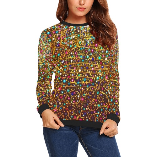 sparkle All Over Print Crewneck Sweatshirt for Women (Model H18)