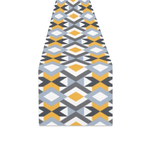 Retro Angles Abstract Geometric Pattern Table Runner 14x72 inch