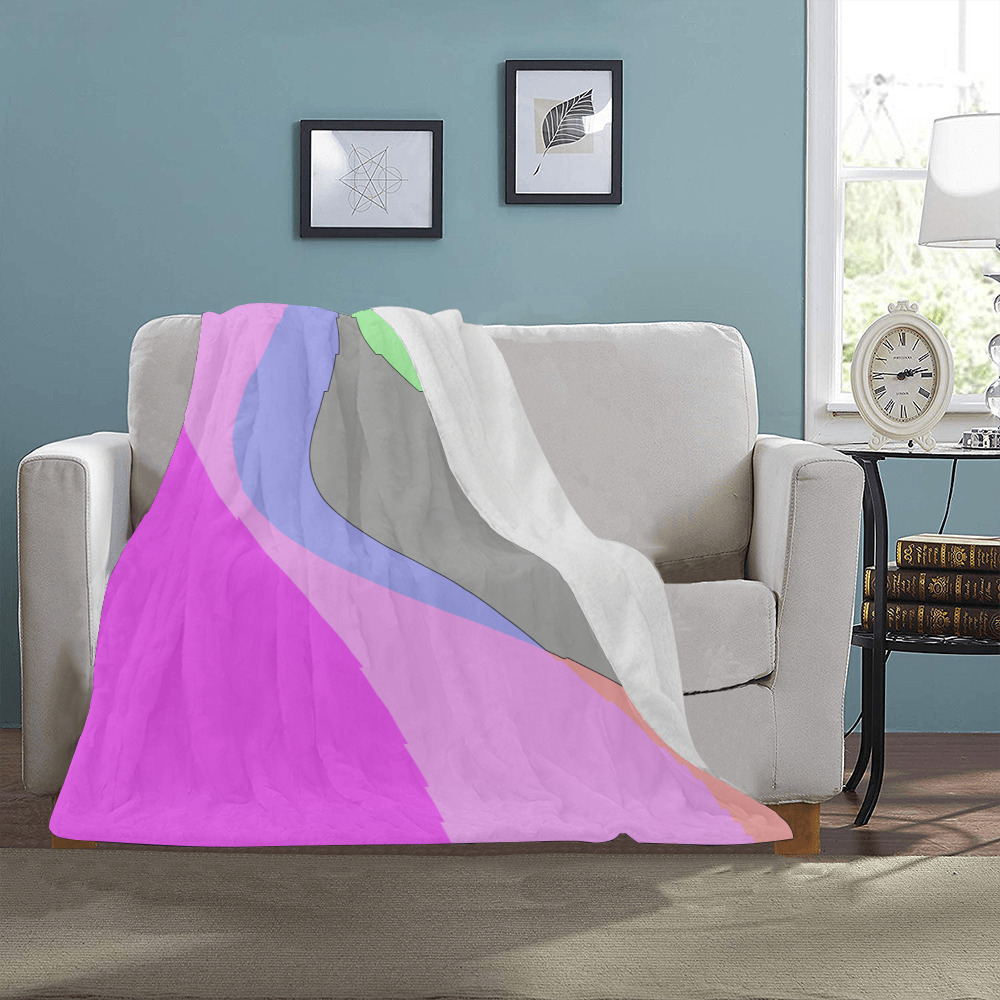 Abstract 703 - Retro Groovy Pink And Green Ultra-Soft Micro Fleece Blanket 30''x40''