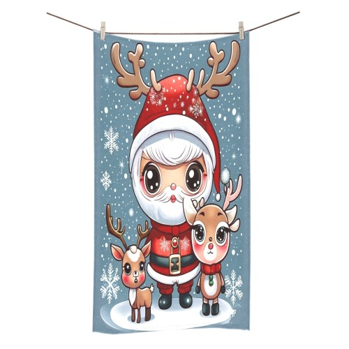 Santa and Reindeer 2 Bath Towel 30"x56"