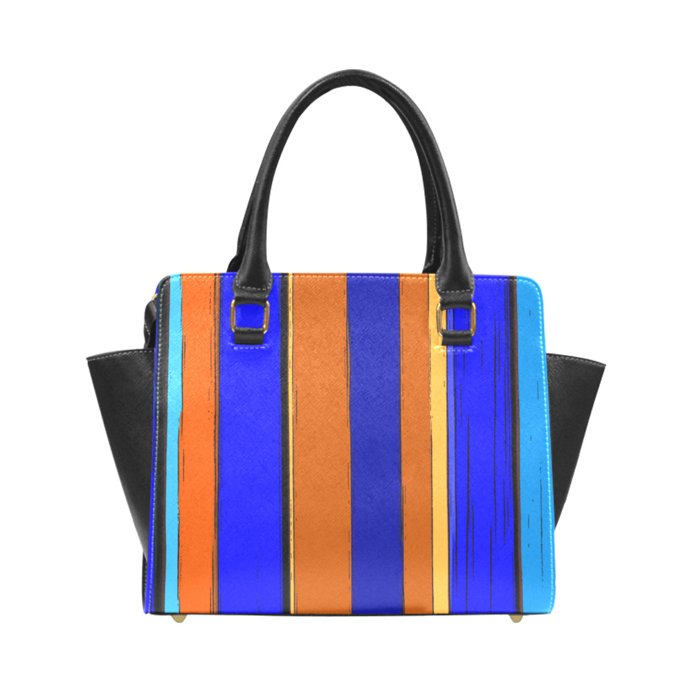 Abstract Blue And Orange 930 Rivet Shoulder Handbag (Model 1645)
