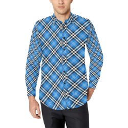 Blue Tartan Plaid Men's All Over Print Casual Dress Shirt (Model T61)