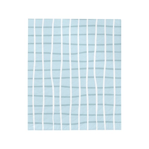 Abstract Blue and White Plaid Quilt 50"x60"