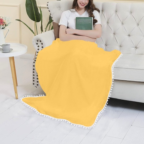 Daffodil Pom Pom Fringe Blanket 40"x50"