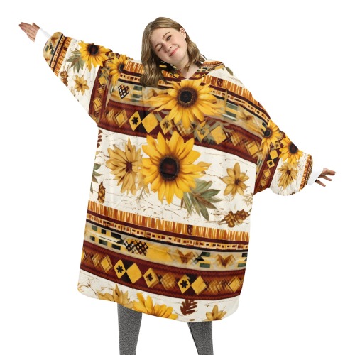 Adult SunflowerBoards Blanket Hoodie Unisex Blanket Hoodie (Model H59)