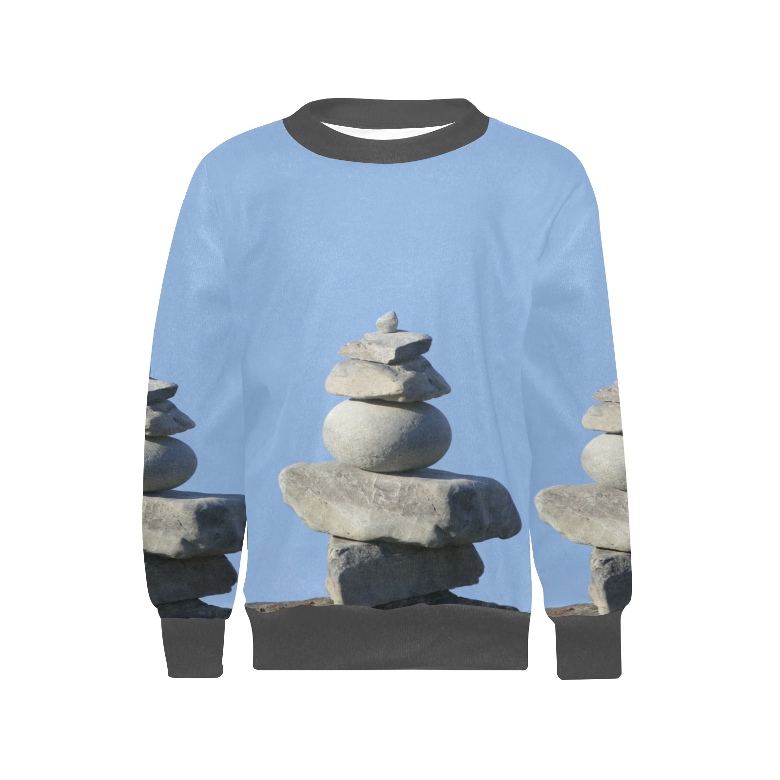 Blue Heaven Nature Stones and Calm photo Girls' All Over Print Crew Neck Sweater (Model H49)
