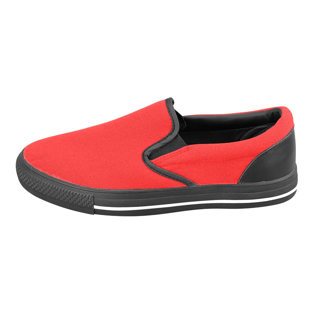Merry Christmas Red Solid Color Women's Slip-on Canvas Shoes (Model 019)