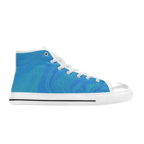 ocean white High Top Canvas Shoes for Kid (Model 017)