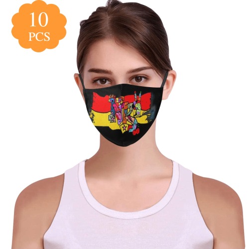 Germany NB Pop Art by Nico Bielow 3D Mouth Mask with Drawstring (Pack of 10 & 20 Filters Included) (Model M04)