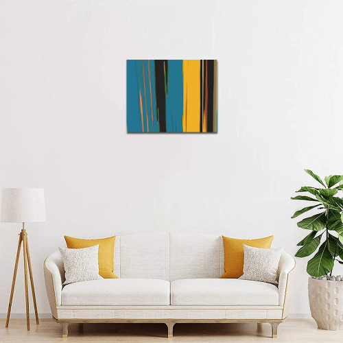 Black Turquoise And Orange Go! Abstract Art Canvas Print 10"x8"