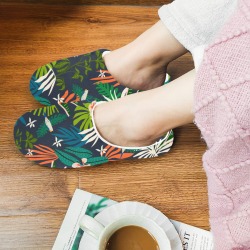 Birds in the jungle modern Women's Non-Slip Cotton Slippers (Model 0602)