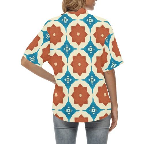 Cool Colorful Floral Abstract All Over Print Hawaiian Shirt for Women (Model T58)