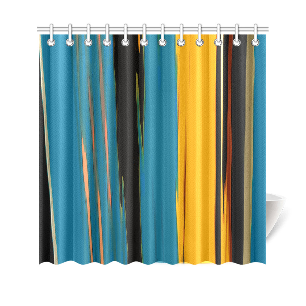 Black Turquoise And Orange Go! Abstract Art Shower Curtain 69"x70"