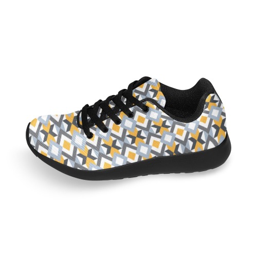 Retro Angles Abstract Geometric Pattern Kid's Running Shoes (Model 020)