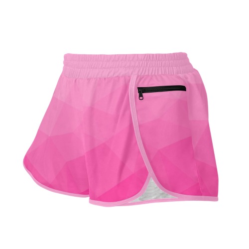 Hot pink gradient geometric mesh pattern Women's Sports Shorts (Model L61)