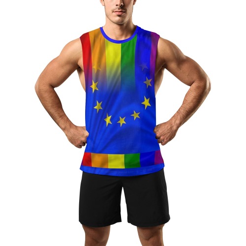 Euro Pride Flag Pop Art by Nico Bielow Men's Open Sides Workout Tank Top (Model T72)