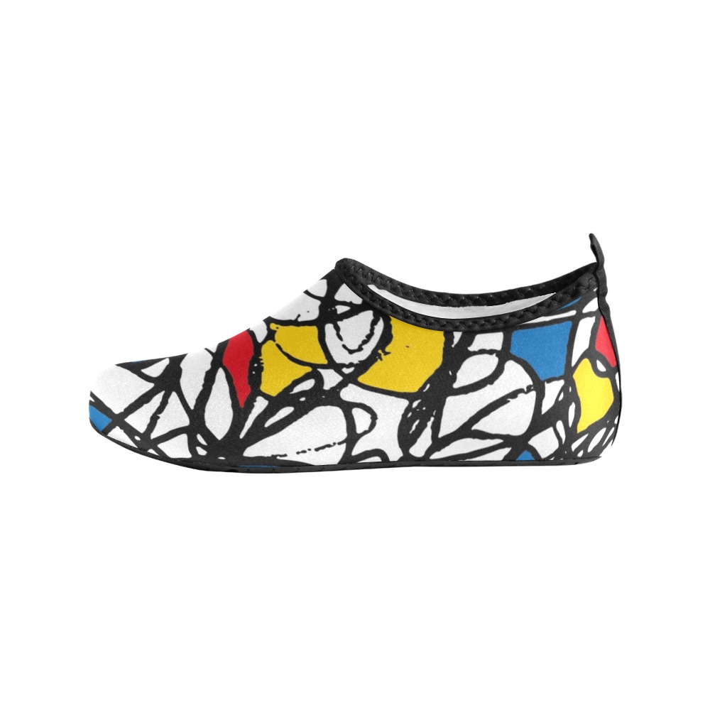 Mondrian Doodle Scribble Men's Slip-On Water Shoes (Model 056)