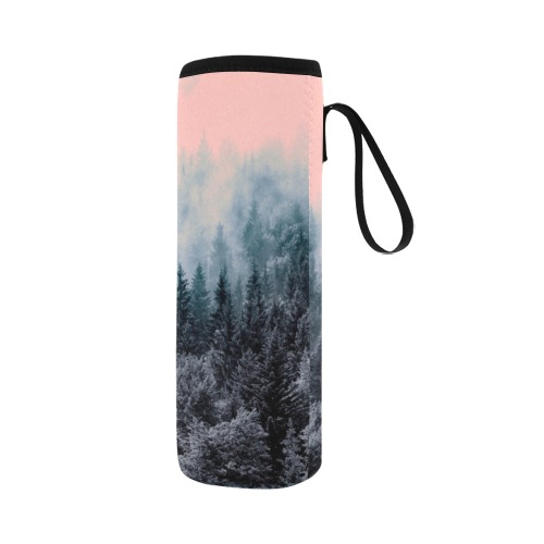 Pink forest landscape 23F Neoprene Water Bottle Pouch/Large