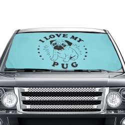 I Love My Pug Car Sun Shade Umbrella 58"x29"