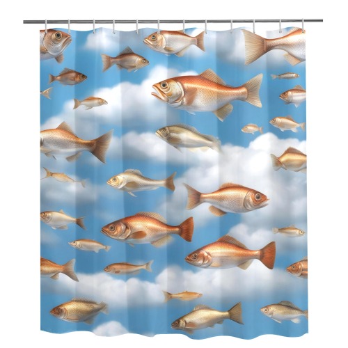 Raining Fish Shower Curtain 72"x84"