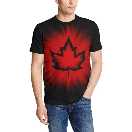 Men's Cool Canada T-shirts Men's All Over Print T-Shirt (Solid Color Neck) (Model T63)