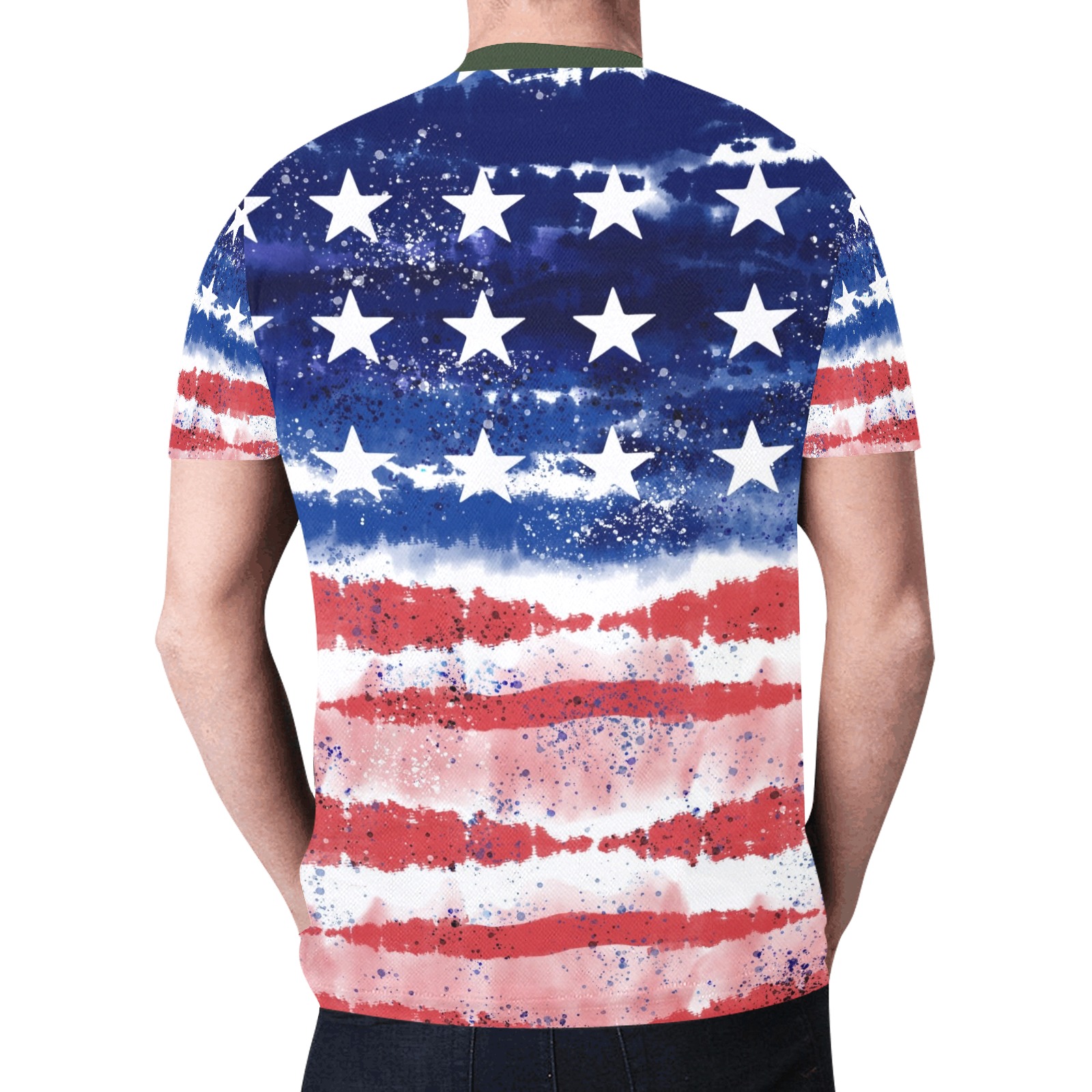 Red White and Blue Flag Horizontal New All Over Print T-shirt for Men (Model T45)
