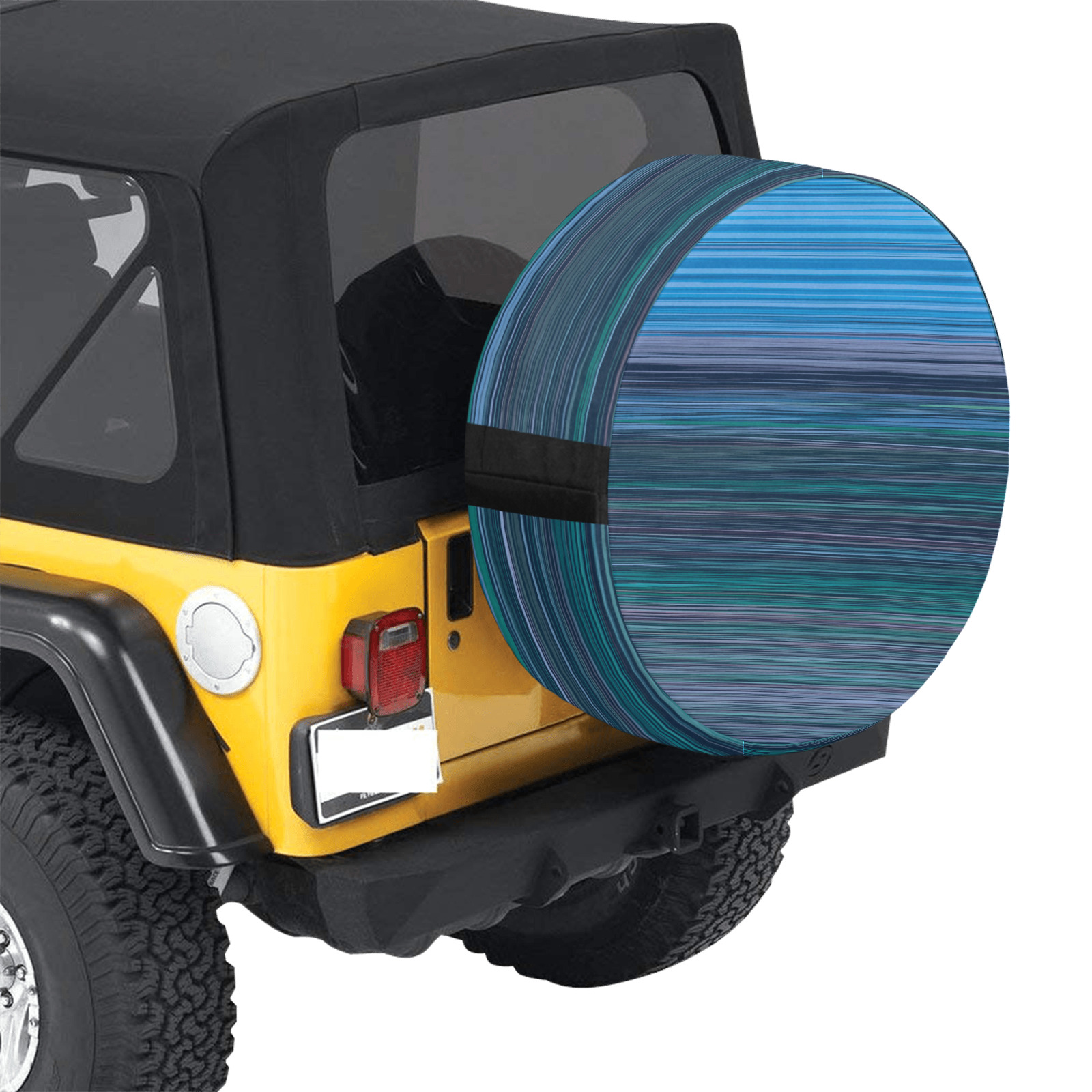 Abstract Blue Horizontal Stripes 34 Inch Spare Tire Cover