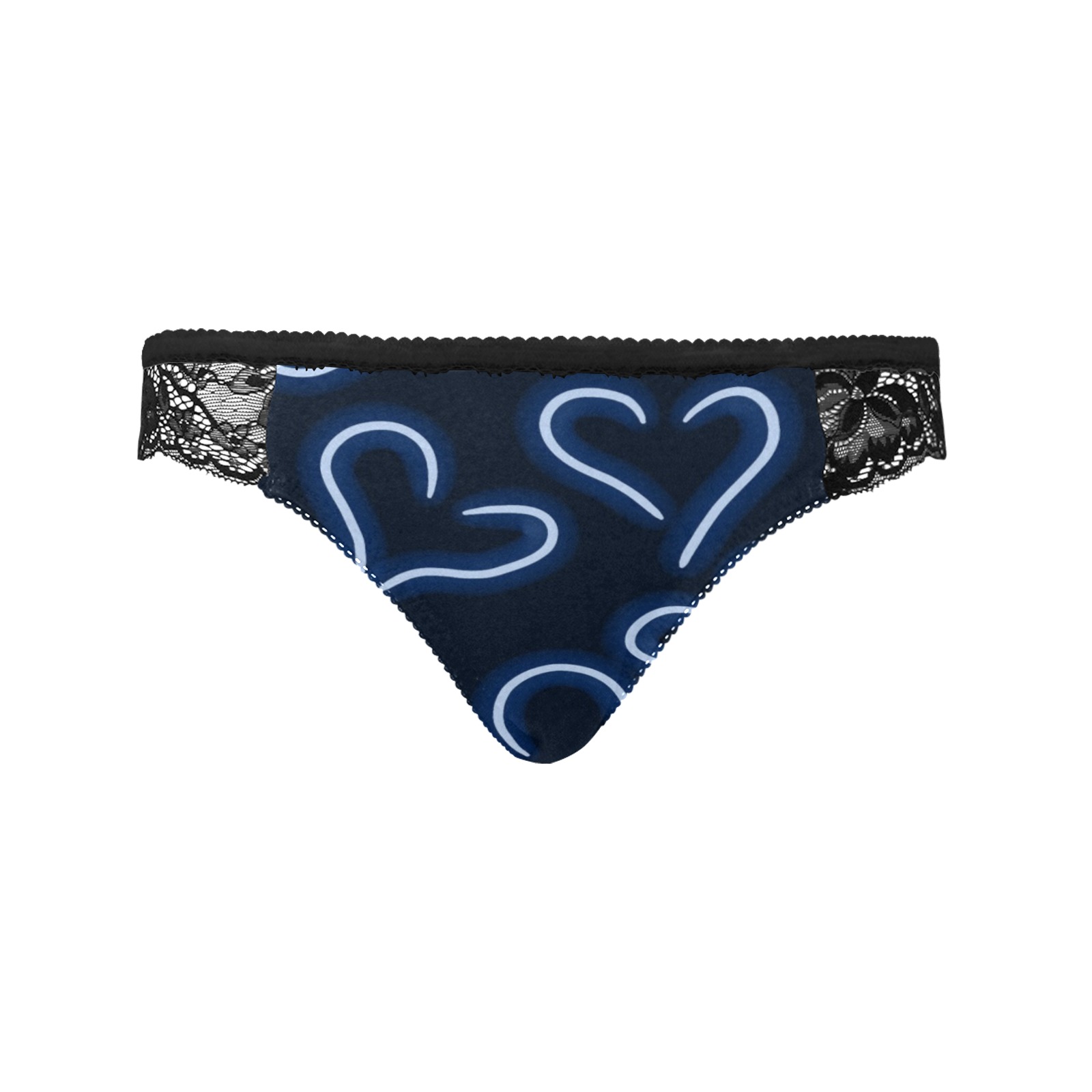 Neon Hearts Blue Women's Lace Panty (Model L41)