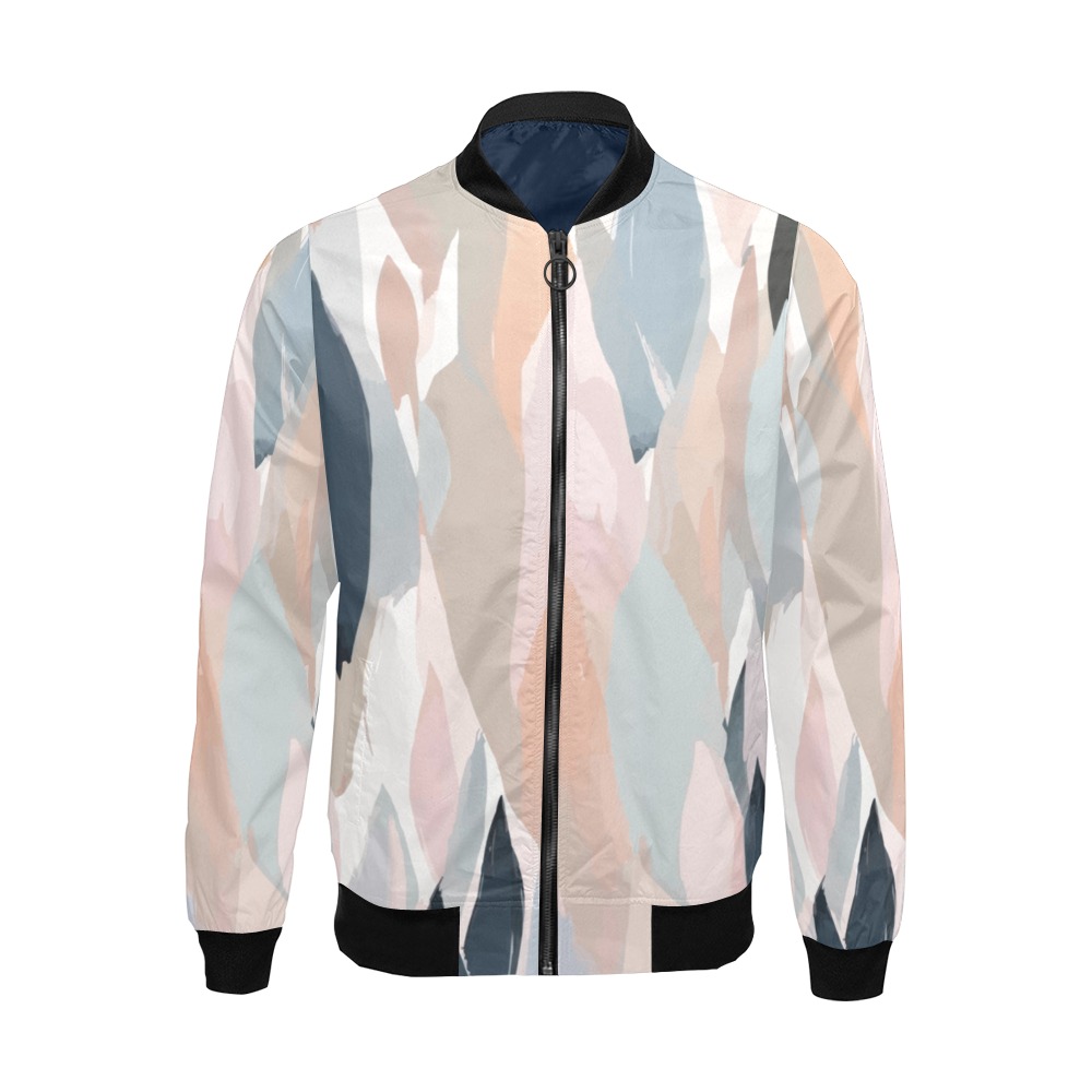 Elegant abstract shapes of soft pink, blue colors All Over Print Bomber Jacket for Men (Model H19)