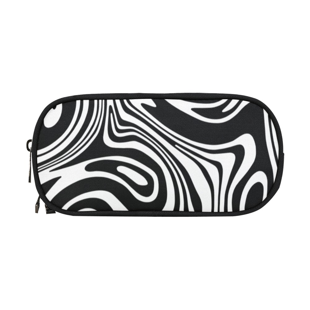 Black and White Marble Pencil Pouch/Large (Model 1680)