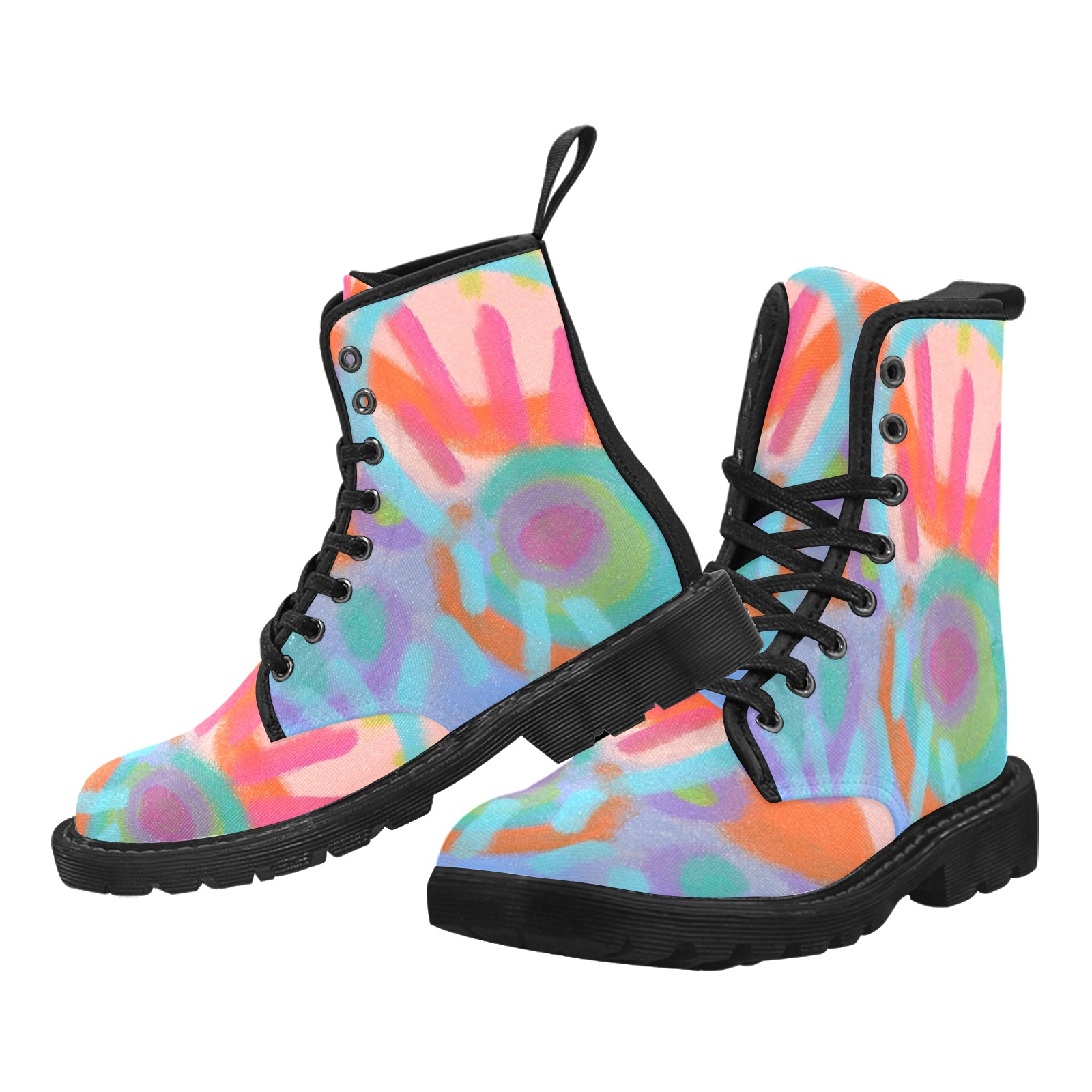 Original Abstract Art for Your Feet Combat Boots Martin Boots for Women (Black) (Model 1203H)