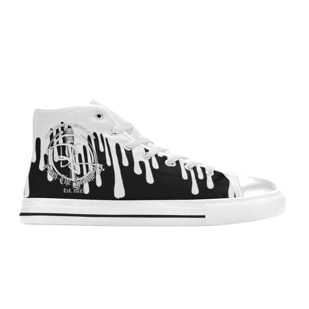 WDR White Drip High Tops WGB Men’s Classic High Top Canvas Shoes (Model 017)