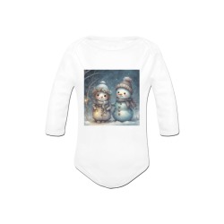 Snowman Couple Baby Powder Organic Long Sleeve One Piece (Model T27)