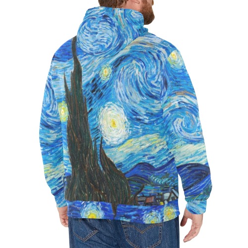 Starry Night Men's Long Sleeve Fleece Hoodie (Model H55)