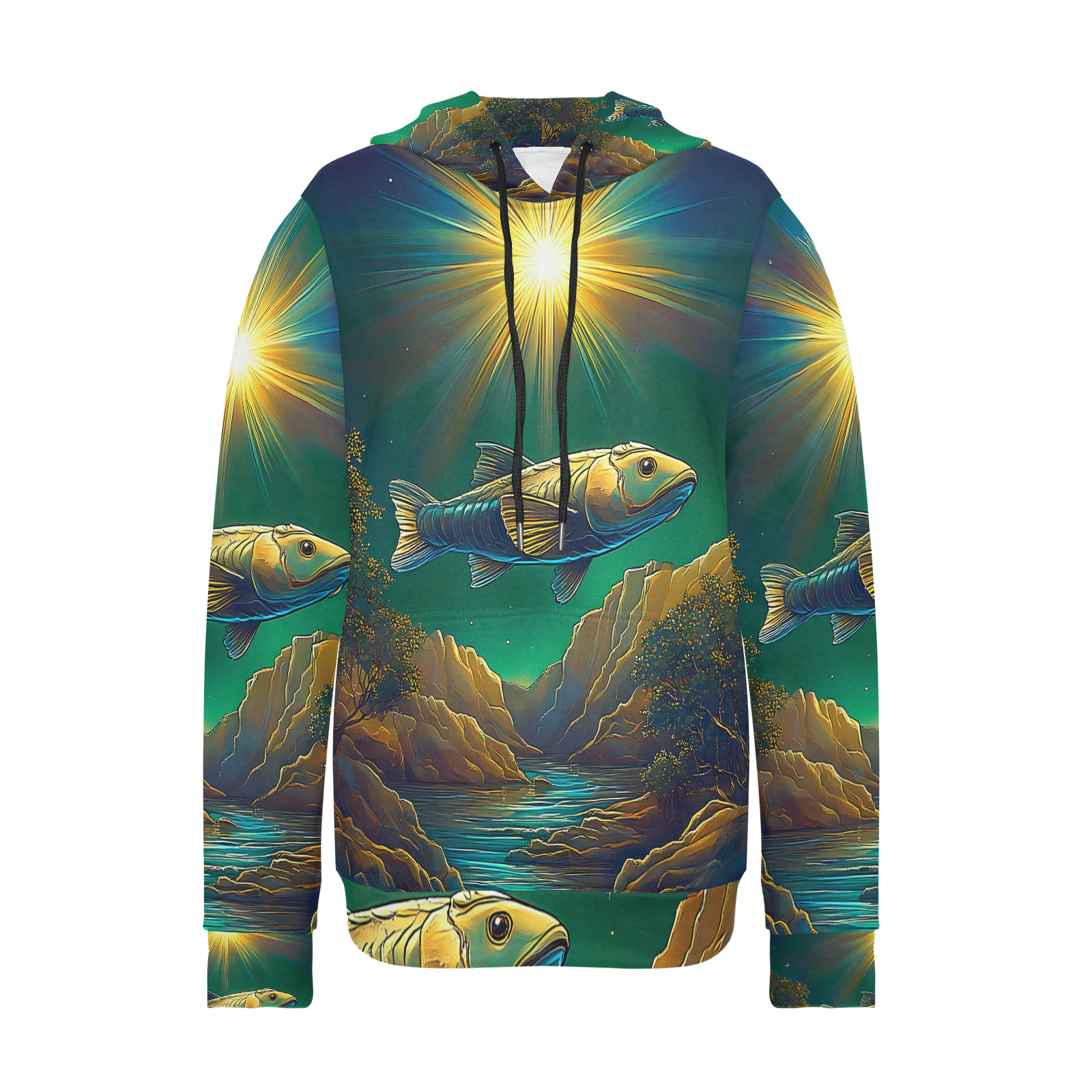 Celestial Swim Women's Long Sleeve Fleece Hoodie (Model H55)