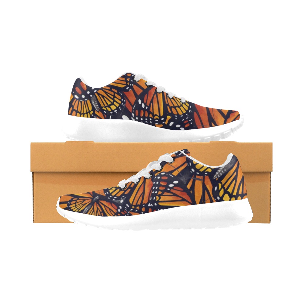 Orange Monarch Butterflies Men’s Running Shoes (Model 020)