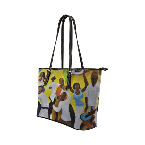 Dancing in the Street Leather Tote Bag/Large (Model 1651)